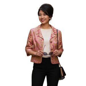 Sara Fredericks Vintage Mollie Parnis New York 60s Brocade Lady Jacket Size S